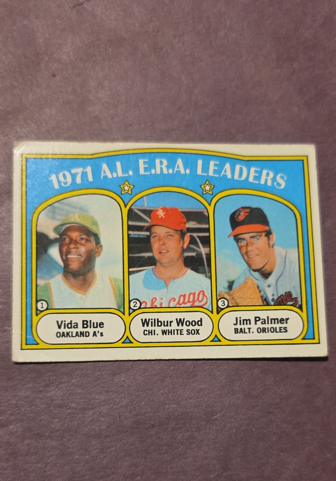 1972 Topps - League Leaders Jim Palmer, Vida Blue, Wilbur Wood #92 F-P Condition