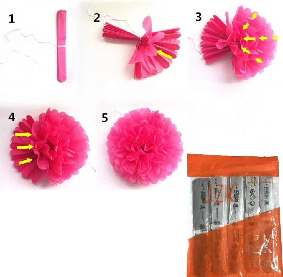 Tissue Paper Pompoms Pom Poms Flower Fluffy Wedding Party Decoration | set of 9 - Image 3 of 4