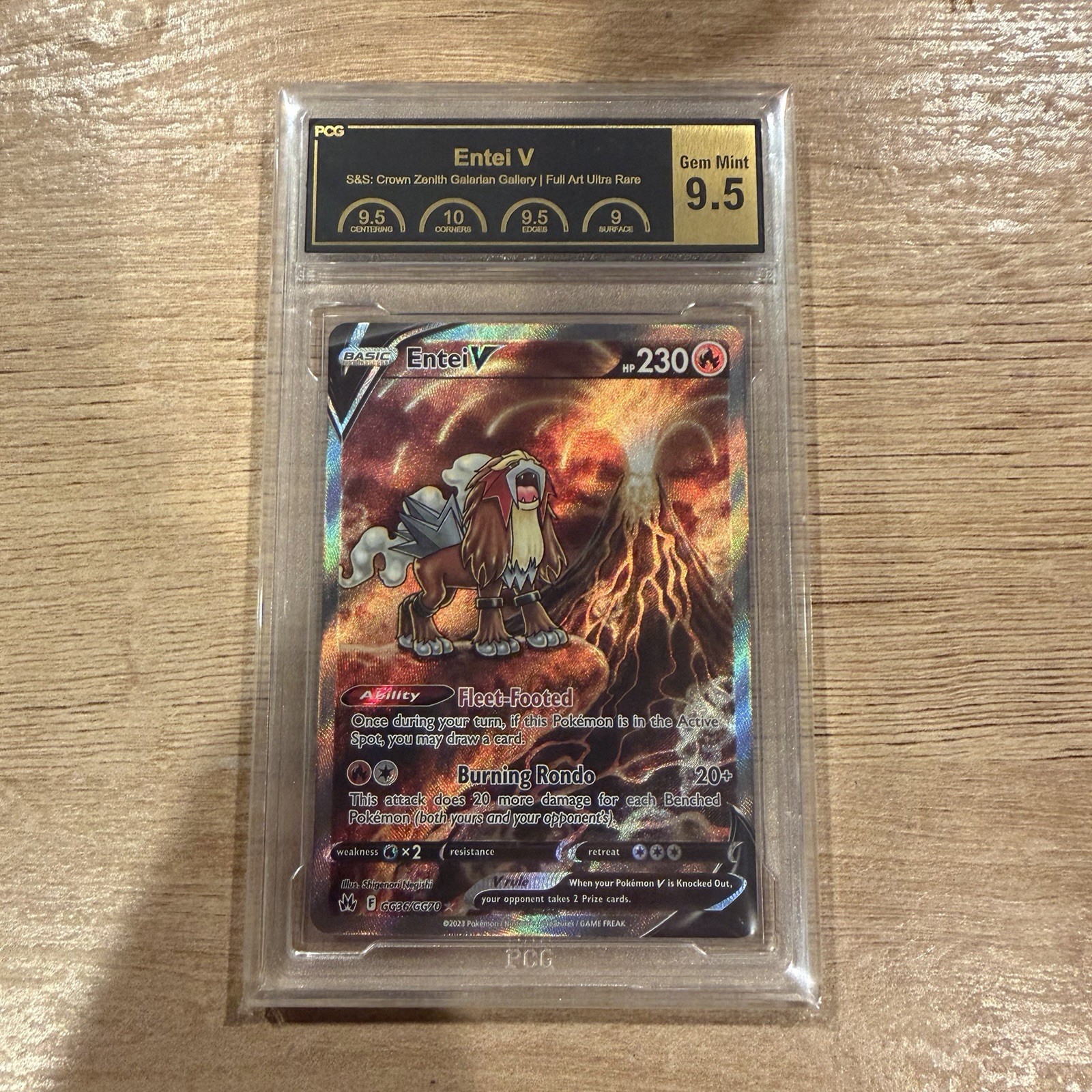 2021 Pokemon Entei V GG36 Crown Zenith Galarian Gallery Holo PCG 9.5 Gem Mint