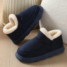 Bebealy Winter Mens Slippers Warm Cotton Fluffy Fuzzy Indoor House Ankle Boots