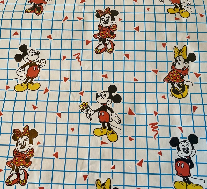 Vintage 80s Disney Contact Paper Mickey Minnie Mouse 3yds 18” Geometric 1 Roll