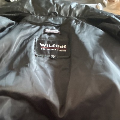 Wilsons Leather Men s Black Biker Jacket Zip Thinsulate Lined Size 46 Chest