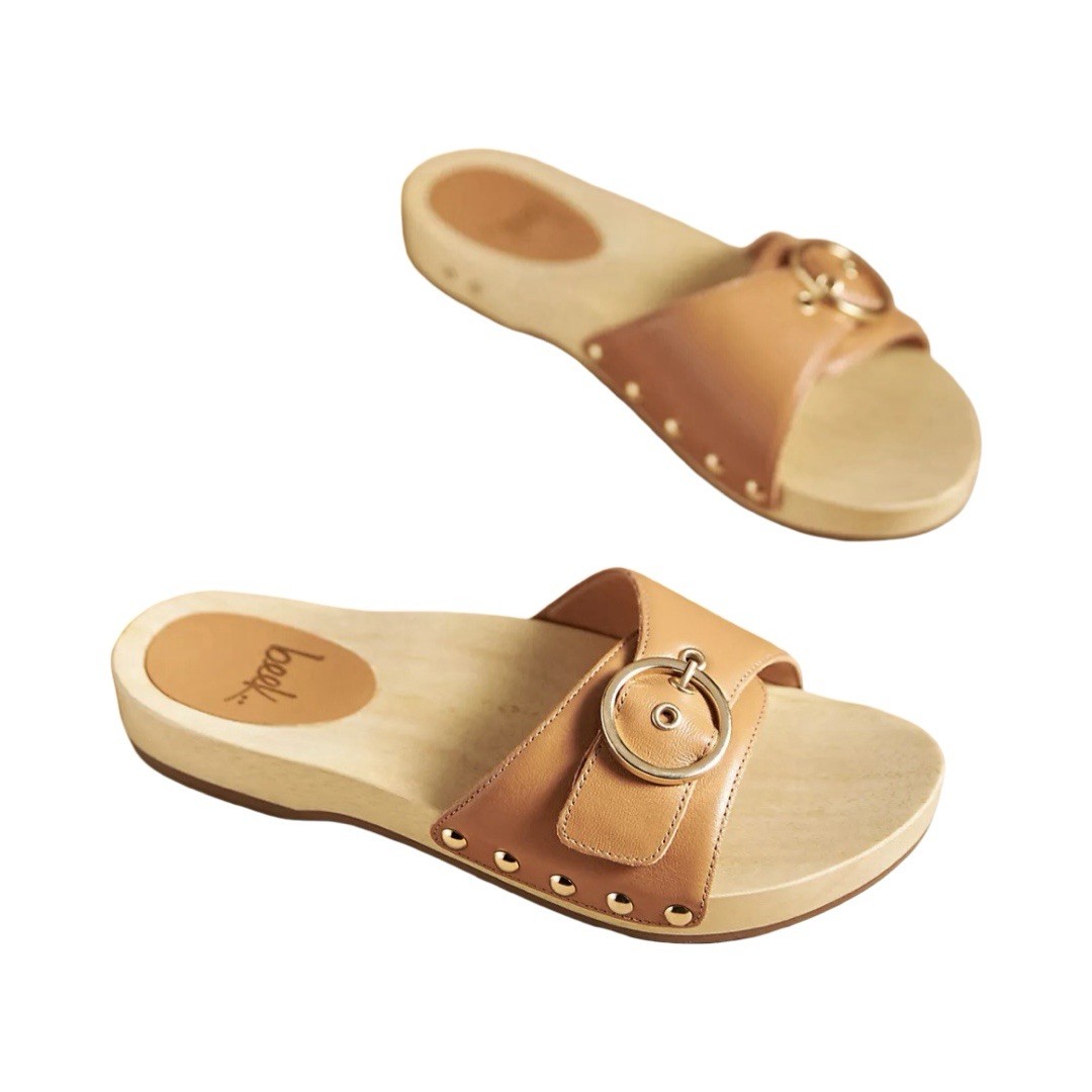 APL Sandali zoccoli Beek Woodstar marrone cinturino regolabile taglia 8 nuovi