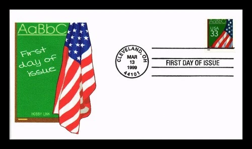 US COVER FIRST DAY OF ISSUE HOBBY LINK CACHET FLAG OVER CHALKBOARD