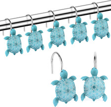 Sea Turtle Shower Curtain Hooks Rings,12Pcs anti Rust Shower Curtain Hooks Dec