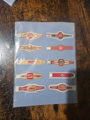 Cigar Labels samples sheet Mid Century Advertising Logos 10 examples Embosed 