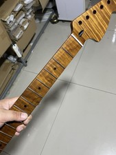 Large headstock S S 22frets Roasted flame Maple Electric guitar neck 25.5inch  