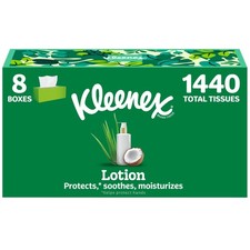 Kleenex Lotion Facial Tissues with Coconut 180 Pack of 8 , White