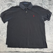 Polo Ralph Lauren Mens Big 2XB Black Red Pony Logo Short Sleeve Polo Shirt