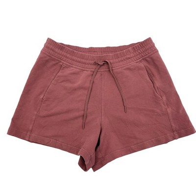 ATHLETA Retroterry High Rise Sweat Short S Rosewood Red Drawstring EUC A1