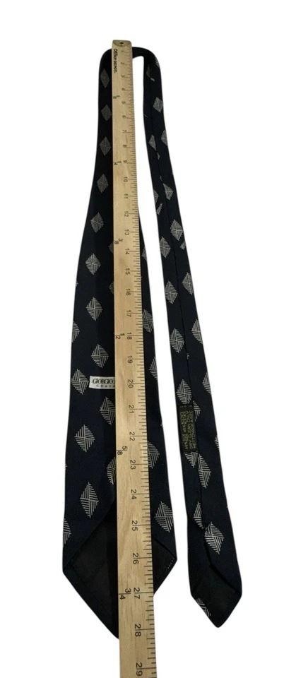 Corbata para hombre Giorgio Armani corbata diamante azul geométrico 3 7/8" ancho 57" Foto 4 de 4