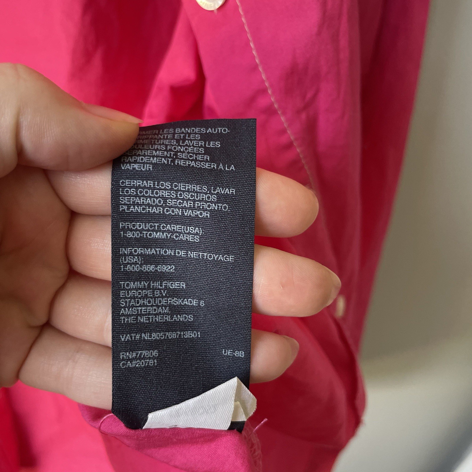 Tommy Hilfiger Shirt Women Medium Hot Pink Long Adjustable Sleeves Button Up XXL thumbnail 4
