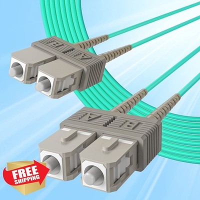 10Gtek SC to SC OM3 Fiber Patch Cable 10Gb Duplex Aqua 10 Meter 32.8ft