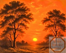 New Glossy Landscape Print "Sunset Evening" + Digital File, 8x10, signed