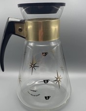 Vintage  Pyrex  1960's Atomic StarBurst 6 Cup Heatproof Glass  Coffee Pot Carafe