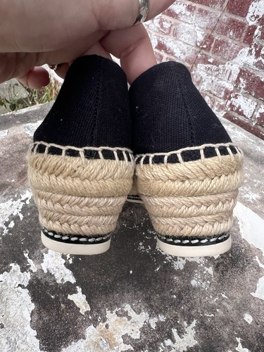 Tory Burch Color-Block Espadrille Wedge in Perfect Black Women’s Sz 7 - Picture 7 of 21
