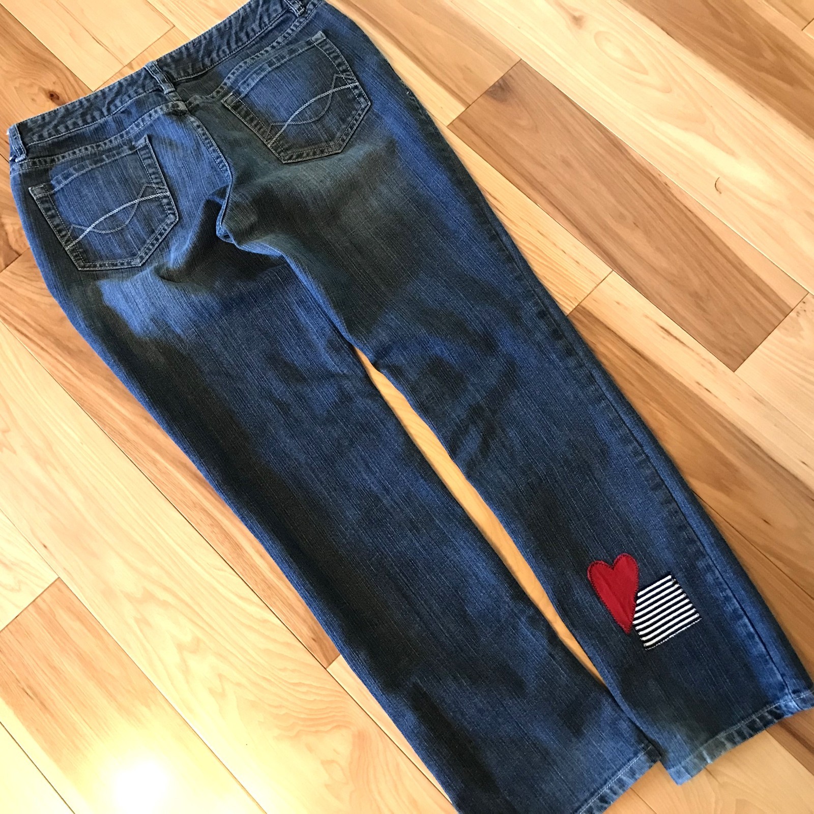 Upcycled Distressed Patchwork Jeans, Handmade Hea… - image 6