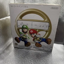 Nintendo Authentic ZELDA Mario Kart GOLD Steering Wheel  Wii Controller BOX