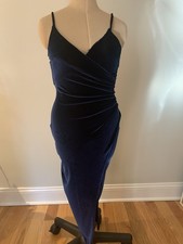 Boohoo Women's Bodycon Blue Velvet Dress Size 6