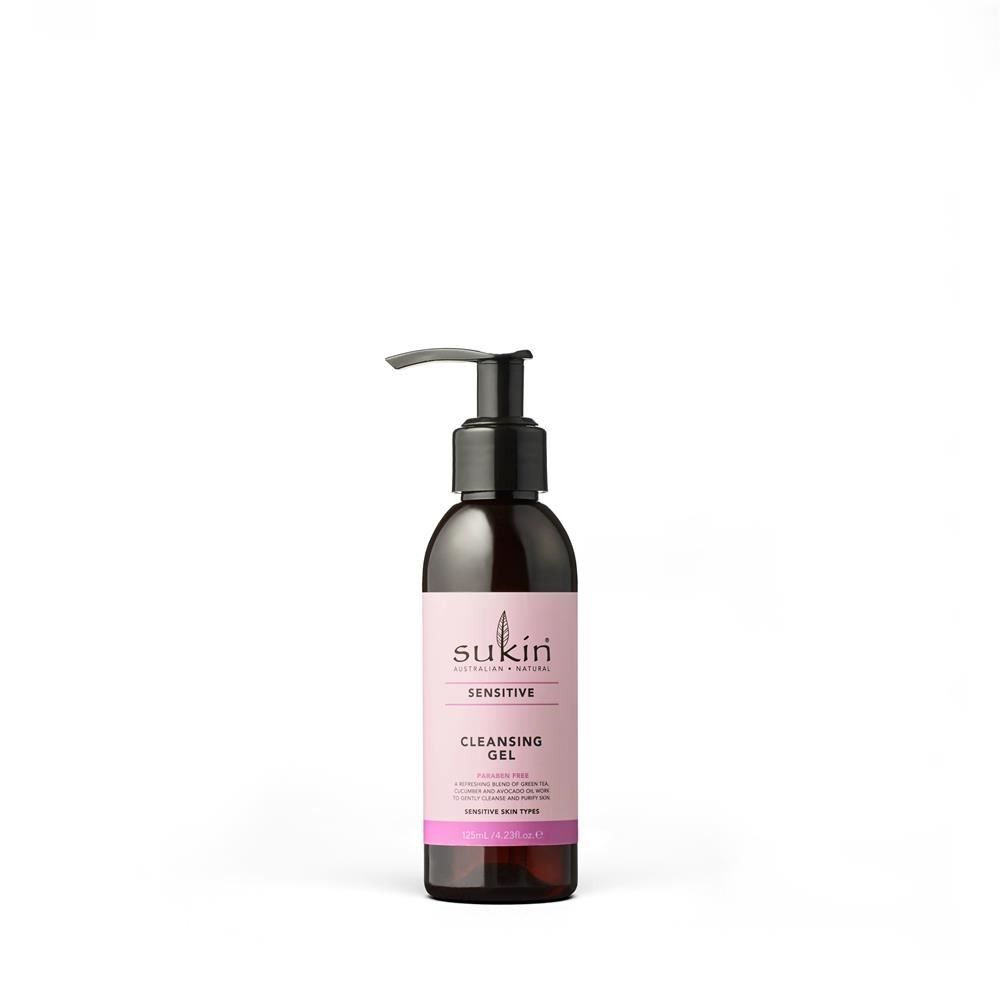 Sukin Green Sensitive Cleansing Gel Soap-Free Facial Cleanser Tea Cucumber Avocado Oil 125 Ml - Image 2