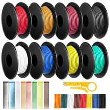 18 AWG Stranded Electrical Wire Spool, 8 Colors Each 20FT 18 Gauge Silicone W...