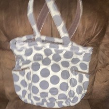Thirty-One Polka Dot Tote Bag Gray White with inside  Pockets