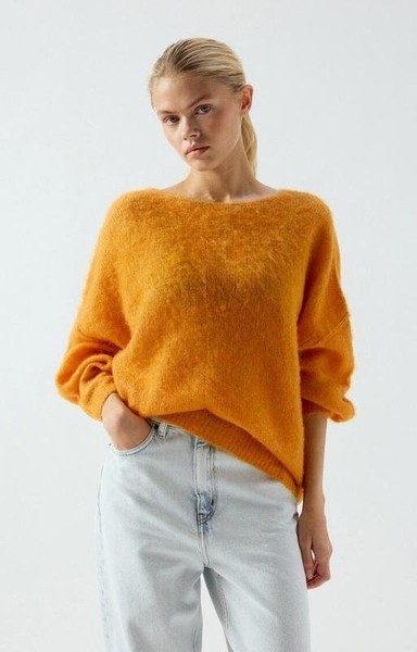 Women American Vintage Sweater Yellow Alpaca XS-S