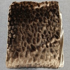 Plush Blanket Throw 50 x60 Double Sided Chocolate Brown Animal Print/Smooth NWOT