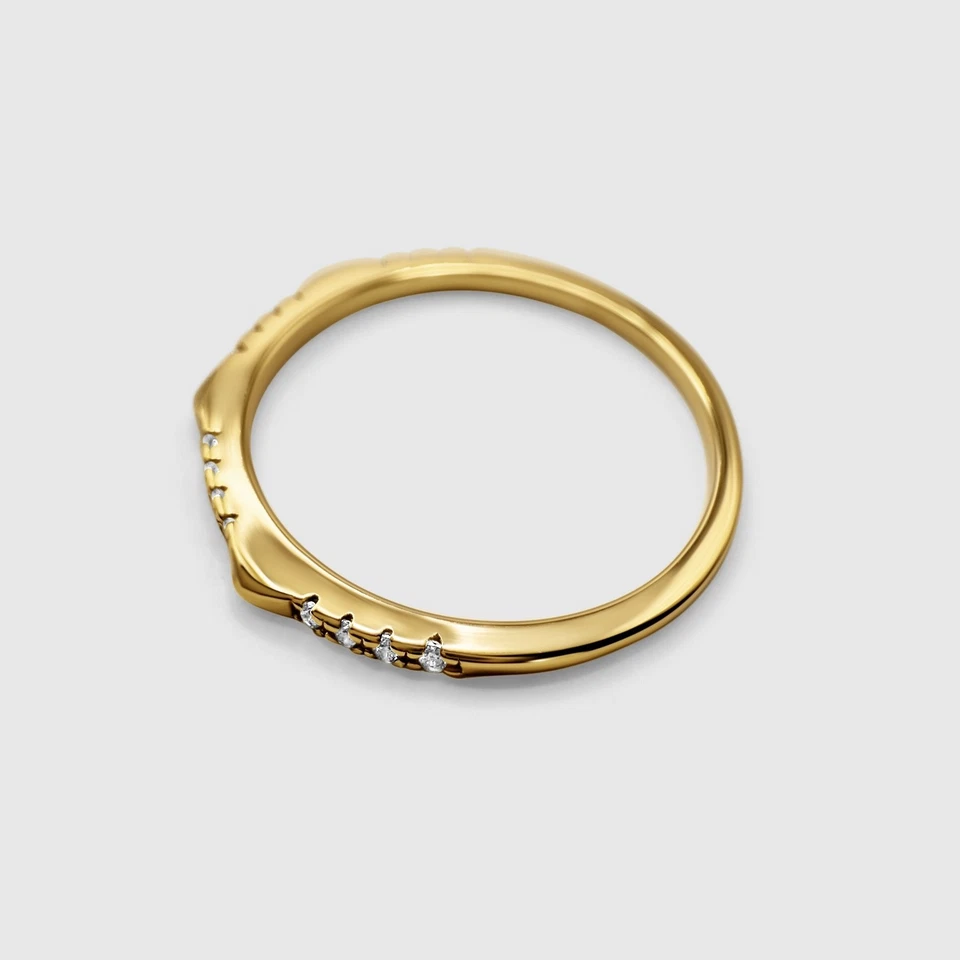 Anillo de oro de 18 quilates con púas de diamantes de plata 925, banda estriada anillo llamativo EE. UU. 6 (Reino Unido L) Foto 2 de 4