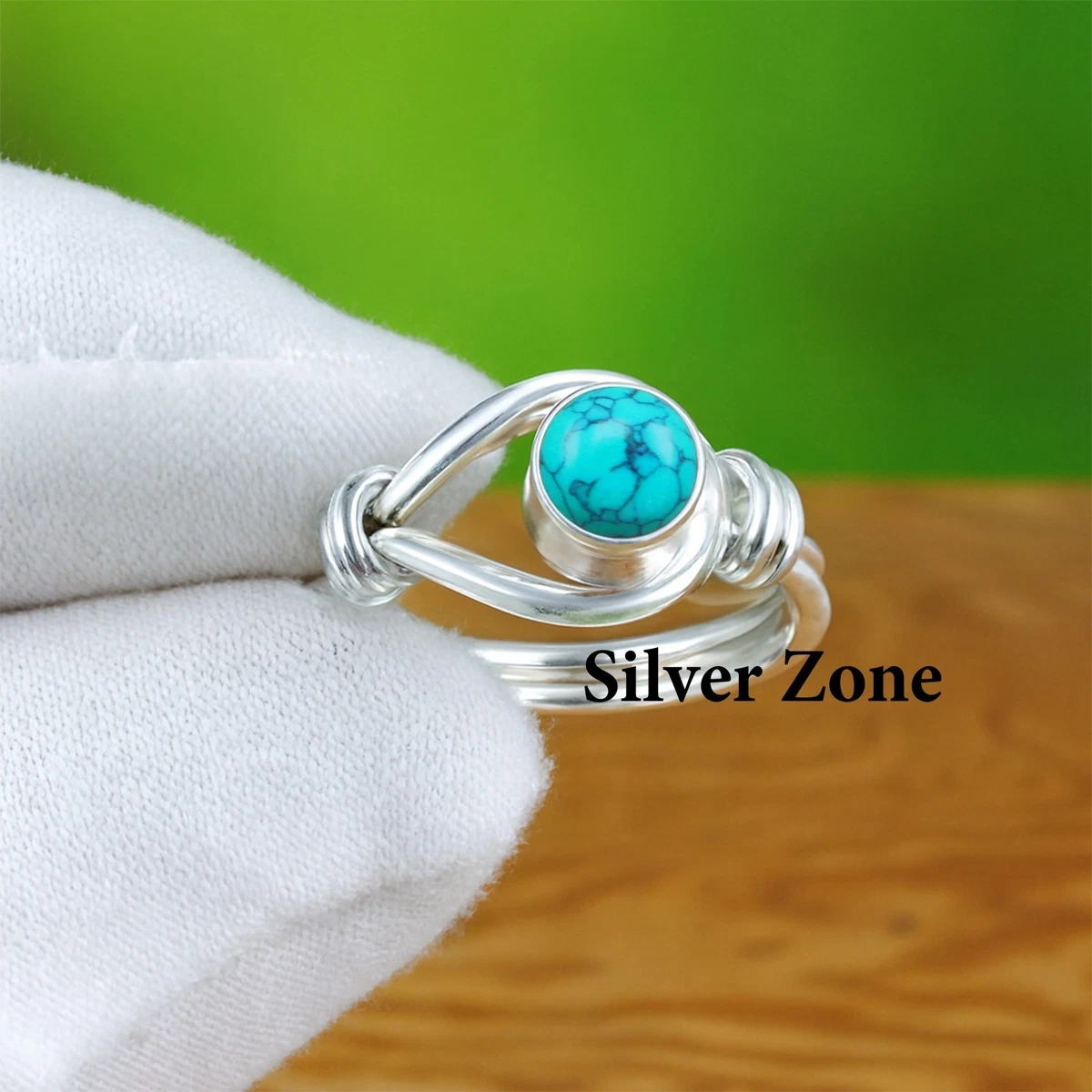 Anello ovale in turchese fatto a mano: anello artigianale in argento sterling 925 con pietra preziosa blu - Italia