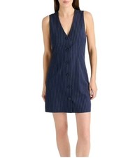 Steve Madden Navy Blue Pinstripe Sleeveless Dress Size M NWT 99.00