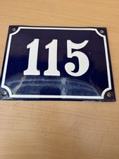 ALTE EMAIL EMAILLE Emailleschild Emailschild  HAUSNUMMER 115 BLAU/WEISS 20 x 14 