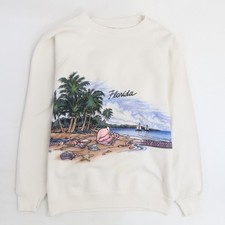 Vintage Florida Beach Coast Crewneck Sweatshirt Size Large Nature Wrap Around