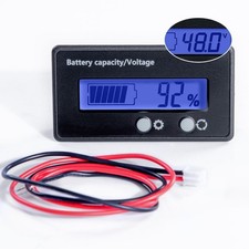 48V Battery Meter - 10-100V Golf Cart 1.1 x 2 x 0.45 inches, Blue