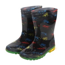 A2Z 4 kids Boys Girls Dinosaur Print Light Up Wellington Boots PVC Rain Wellies