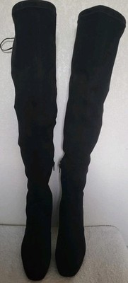GIANNI BINI Twillia Black Faux Suede Chunky Over The Knee Boots Size 8.5 (NWOB)