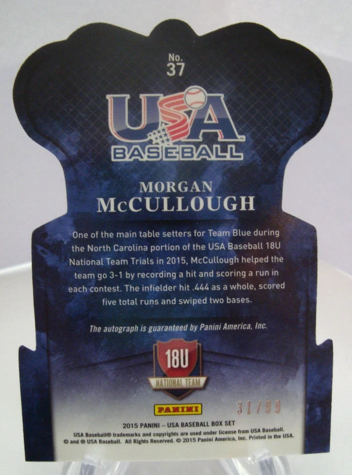 2015 Panini USA Baseball Box Set MORGAN McCULLOUGH Crown Royale #37 Silver Auto - Image 2 of 2