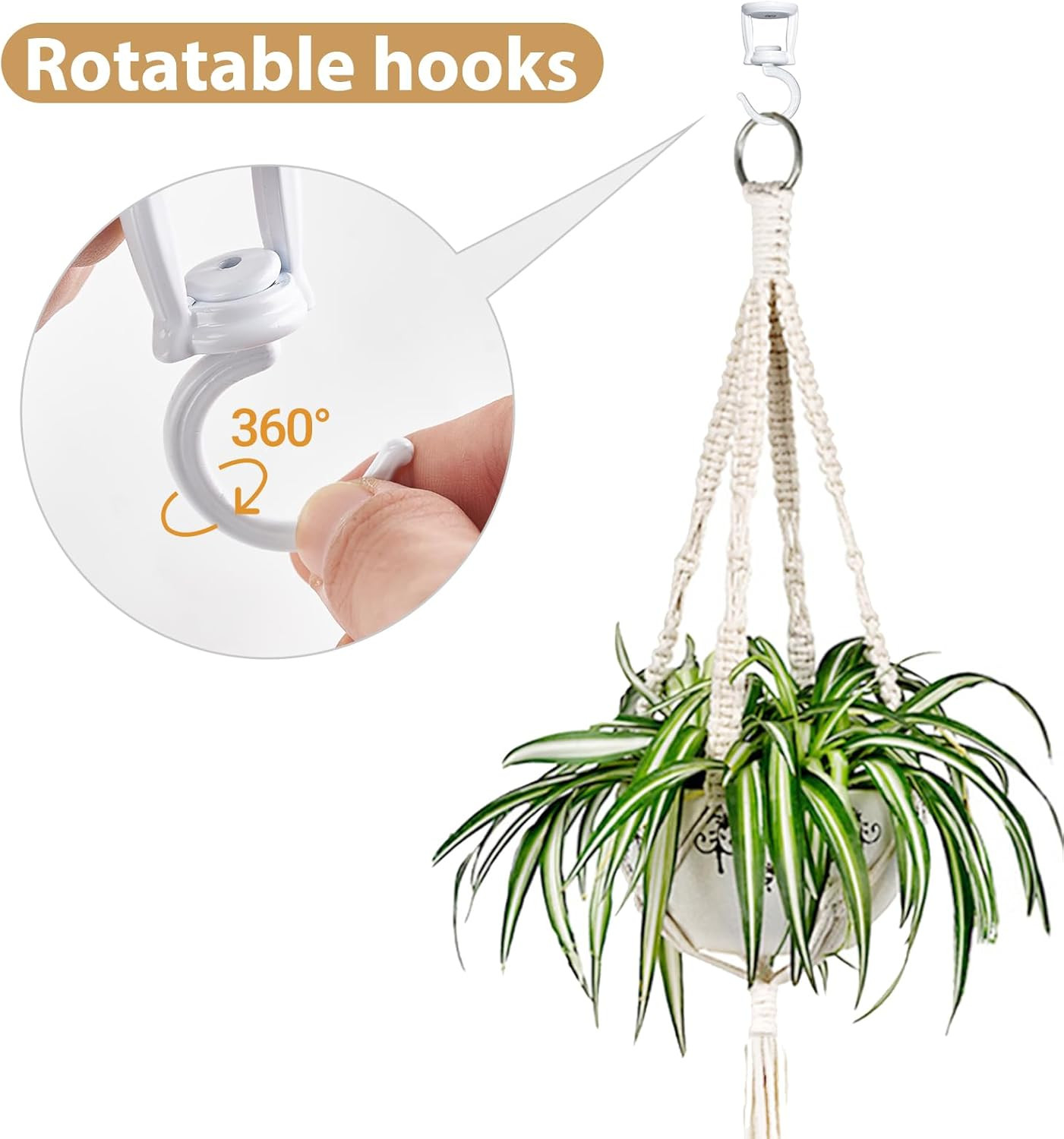 Ceiling Hooks for Hanging Plants, Heavy Duty Metal Plant Hanger for Drop Ceil...