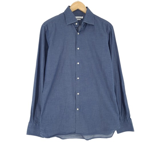 J.Lindeberg Men Shirt Blue Slim Fit Cotton Kp6 Size 15.5 39