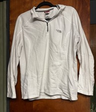 The North Face Women's White Fleece 1/4 Zip Mock Neck Pullover Sweatshirt XL