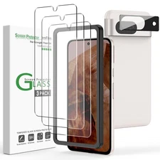 amFilm for Google Pixel 8A Screen Protector Tempered Glass（3+1 Pack）