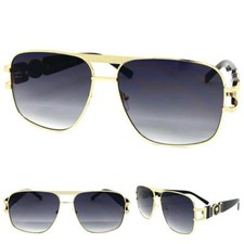Classic Retro Hardcore Hip Hop Rapper Pimp SUN GLASSES Large Square Gold Frame