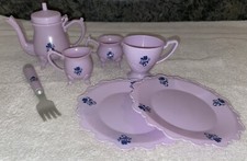 Lot Of 7 Plastic Lavender Tea Set Pretend Play Fake Food Child  s Toy Vintage