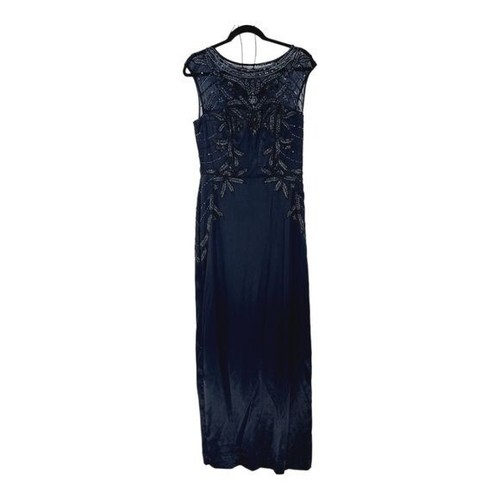 Sue Wong Nocturne Black Satin Intricate Beaded Maxi Length Gown - 第 2/9 張圖片