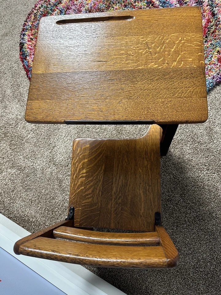 Escritorio infantil Moulthrop vintage/antiguo años 1910 ajustable con cajón para escuela en casa Foto 4 de 4