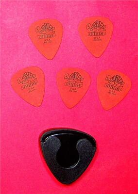 Jim Dunlop Plektrenhalter mit Tortex Dunlop Plektren 0,60 mm (5 Plektren) - Orange