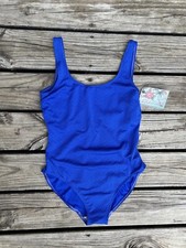 Vtg Y2K One Piece Swimsuit Women s Sz 12 Blue Textured K Mart NWT Beach