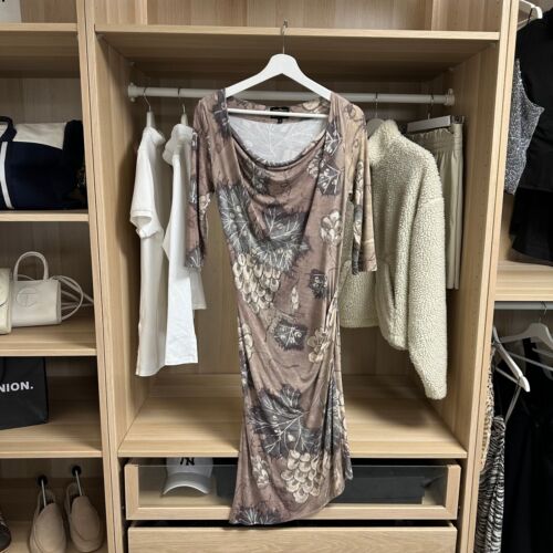 Vivienne Westwood Womens Floral Print Dress Jersey Size M Leaf Stretchy