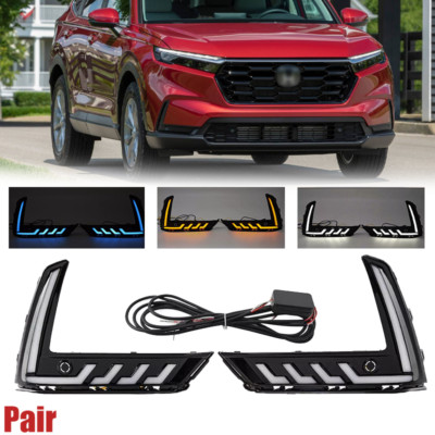 Pair For 2023-2025 Honda CR-V CRV LED DRL Fog Light Turn Signal With Sensor Hole