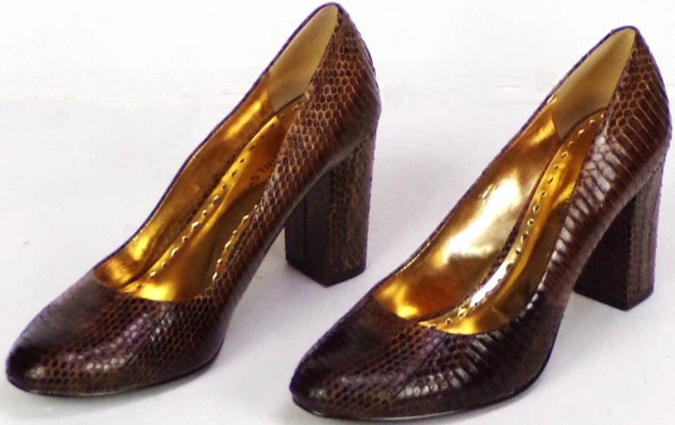 BCBGIRLS 8B BG-CALISTA2 marrón charol imitación piel de serpiente zapatos de salón parte superior de cuero Foto 2 de 4